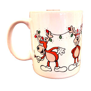 Message Mug Christmas Reindeer Funny Mug/Cup Adults 3.5" White Collectible Japan